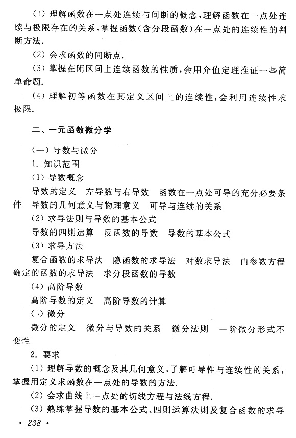 江西成人高考專升本高數考試大綱