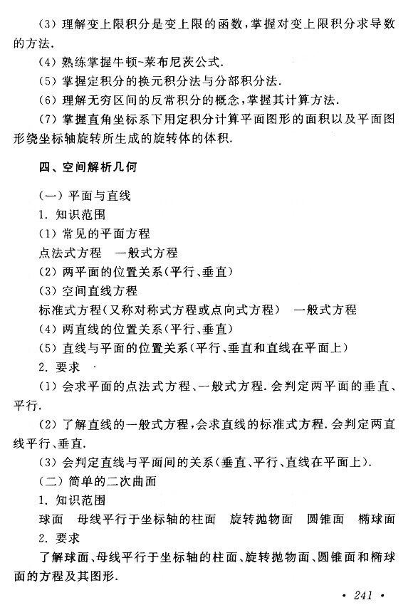 江西成人高考專升本高數考試大綱