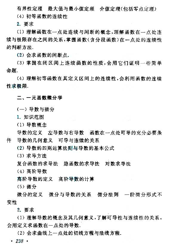 江西成人高考專升本高等數學考試大綱