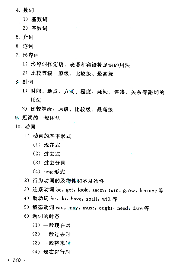 江西成人高考高起點(diǎn)英語(yǔ)考試大綱