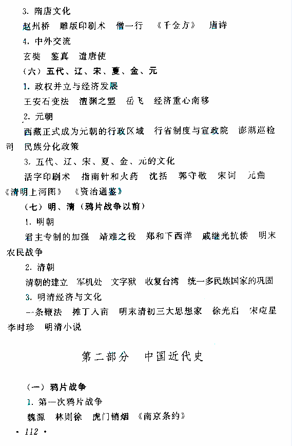 江西成人高考高起本歷史地理考試大綱